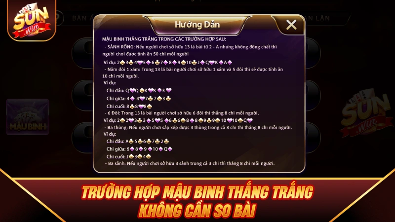 Mậu Binh - Hướng Dẫn Luật Chơi Và Mẹo Xếp Bài Bất Bại 2026 Trường hợp Mậu Binh Thắng Trắng không cần so bài